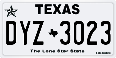 TX license plate DYZ3023