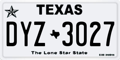 TX license plate DYZ3027