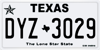 TX license plate DYZ3029