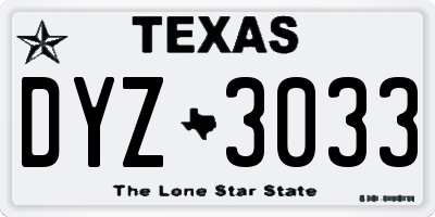 TX license plate DYZ3033