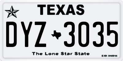 TX license plate DYZ3035
