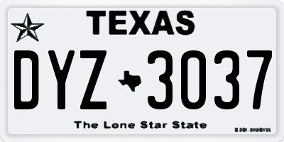 TX license plate DYZ3037