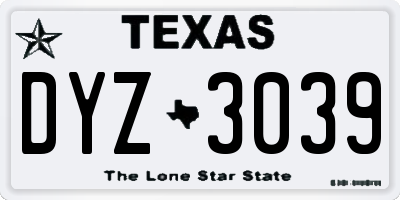 TX license plate DYZ3039