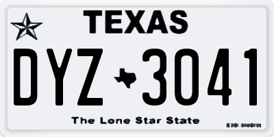 TX license plate DYZ3041