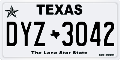 TX license plate DYZ3042