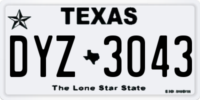 TX license plate DYZ3043