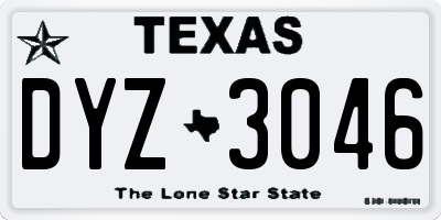 TX license plate DYZ3046