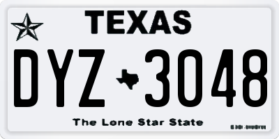 TX license plate DYZ3048