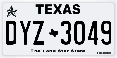 TX license plate DYZ3049