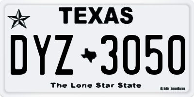 TX license plate DYZ3050