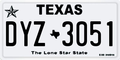 TX license plate DYZ3051