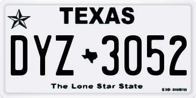 TX license plate DYZ3052