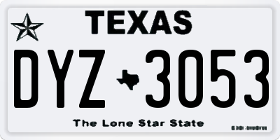 TX license plate DYZ3053