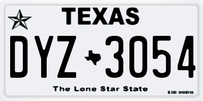 TX license plate DYZ3054