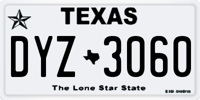TX license plate DYZ3060
