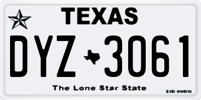 TX license plate DYZ3061