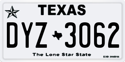 TX license plate DYZ3062