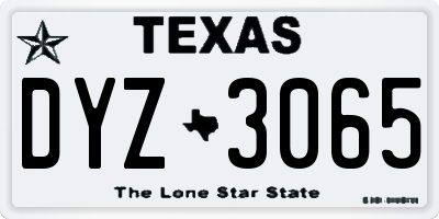 TX license plate DYZ3065