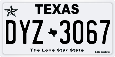 TX license plate DYZ3067
