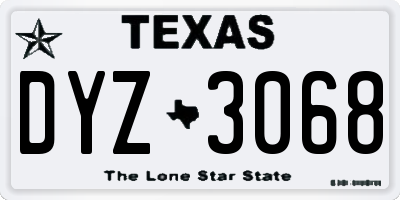 TX license plate DYZ3068