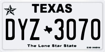 TX license plate DYZ3070