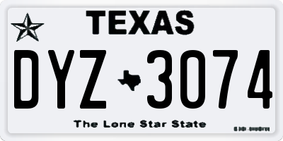 TX license plate DYZ3074
