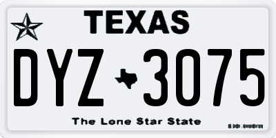 TX license plate DYZ3075