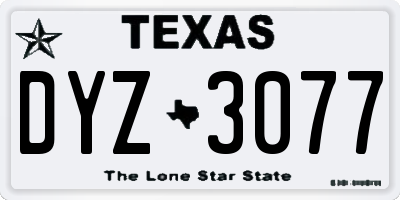 TX license plate DYZ3077