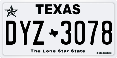 TX license plate DYZ3078