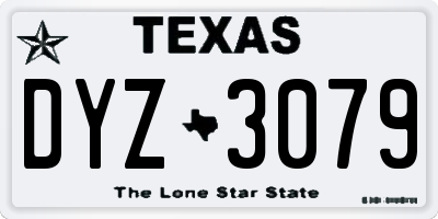 TX license plate DYZ3079