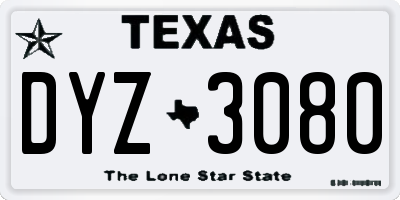 TX license plate DYZ3080