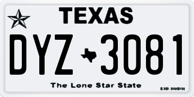 TX license plate DYZ3081