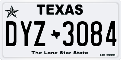 TX license plate DYZ3084