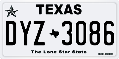TX license plate DYZ3086