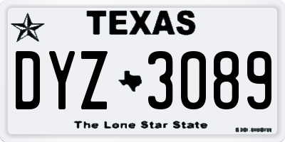 TX license plate DYZ3089