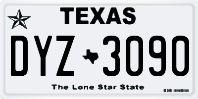 TX license plate DYZ3090