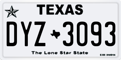 TX license plate DYZ3093