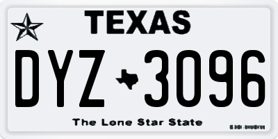 TX license plate DYZ3096