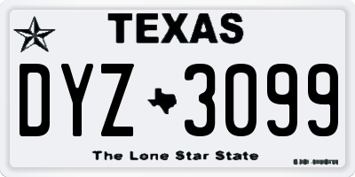 TX license plate DYZ3099