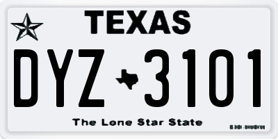 TX license plate DYZ3101