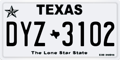TX license plate DYZ3102
