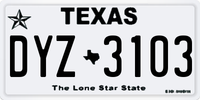 TX license plate DYZ3103