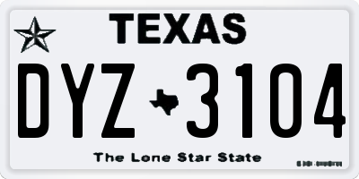TX license plate DYZ3104