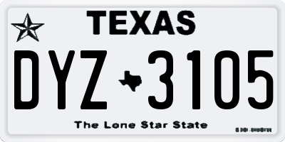 TX license plate DYZ3105