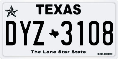 TX license plate DYZ3108