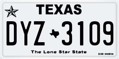 TX license plate DYZ3109