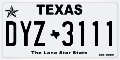 TX license plate DYZ3111