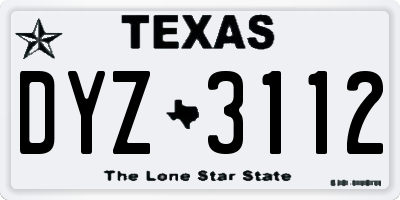 TX license plate DYZ3112