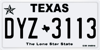 TX license plate DYZ3113