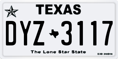 TX license plate DYZ3117